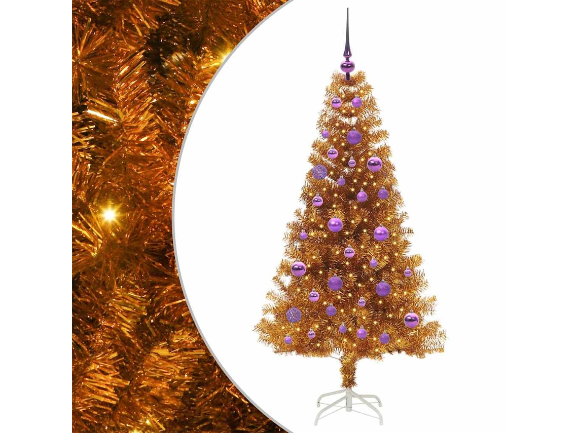 Árvore De Natal Artificial Com Led Vidaxl Dourado Plástico (150 Cm)