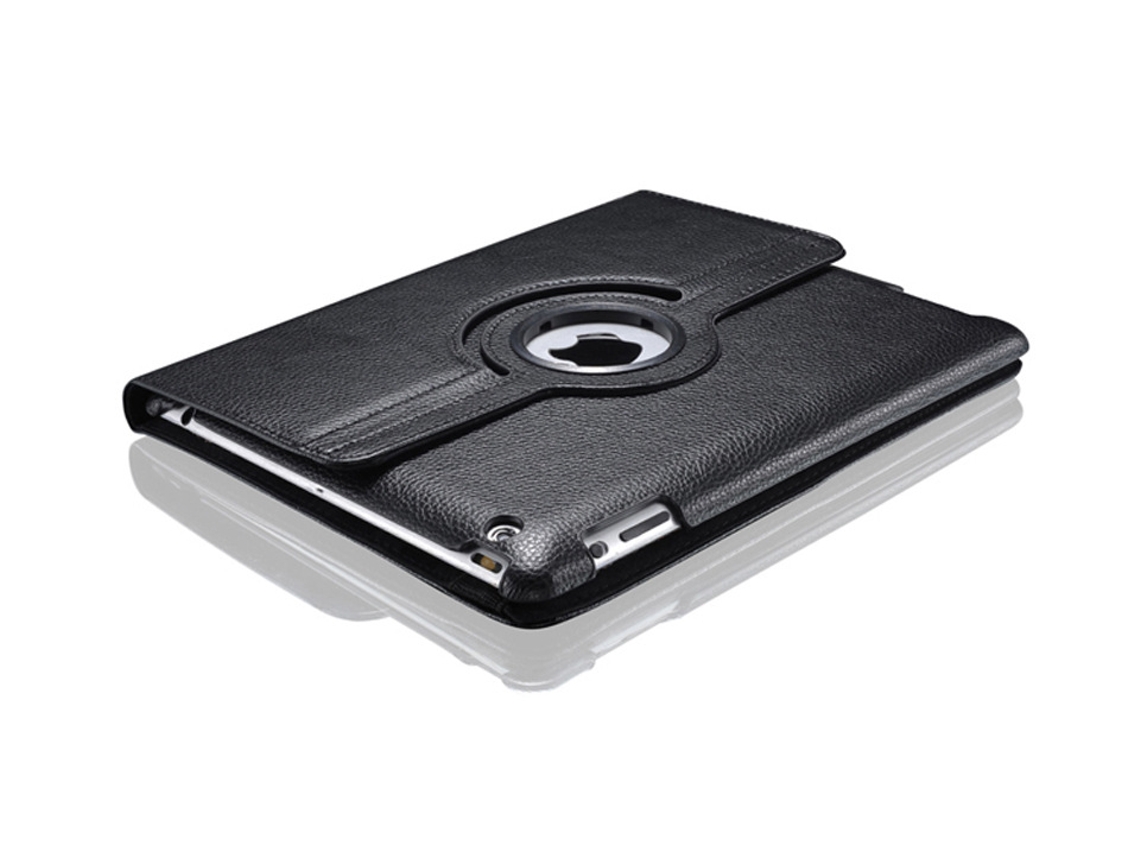 Capa Protetora Giratória Para Ipad Air 6, Pro 11 De 9,7 Polegadas Com Estampa Lichia E Design Preto. Tuotuo