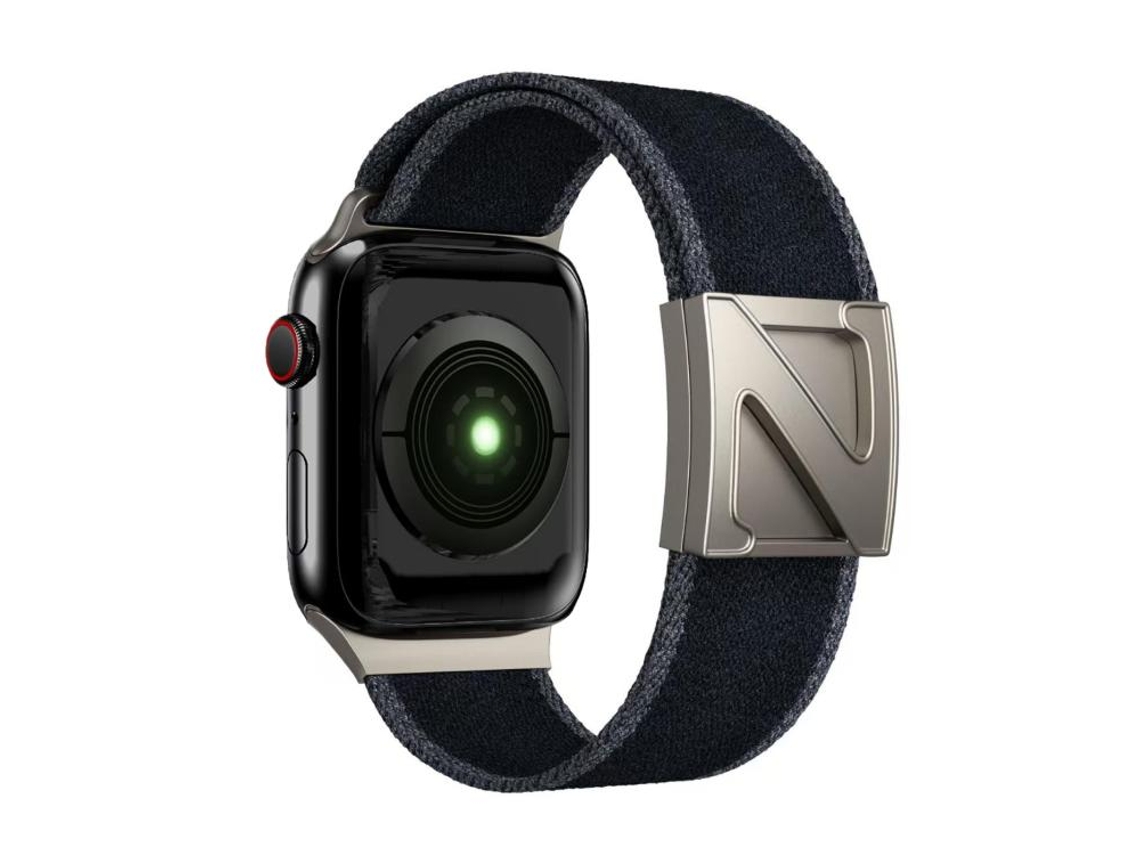 Bracelete para Apple Watch 42/41/40/38mm Nylon Bicolor com Fecho Magnético em Formato Z Preto e Cinza XIAOMOYU