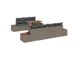 Conjunto 8 Conjunto De Móveis Para Exterior Vidaxl Cinzento Vime Pe (100 X 55 X 73 Cm)