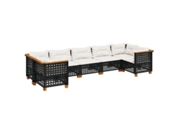 Maison Exclusive - 7 Pcs Conjunto De Sofás P/ Jardim C/ Almofadões Vime Pe Preto