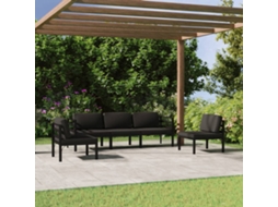Vidaxl 5 Pcs Conjunto Lounge Jardim Com Almofadões Alumínio Antracite