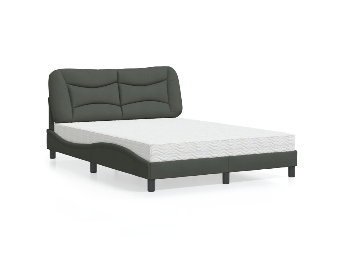 Vidaxl Cama com Colchão Hvar 140x190 Cm Tecido Cinzento escuro