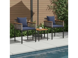 Vidaxl Conjunto de Móveis para Exterior Cinza e Azul Marinho Vime Pe