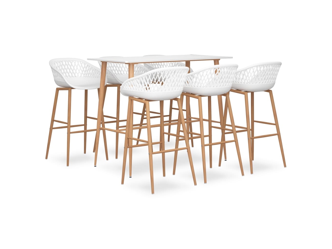 Vidaxl 7 Pcs Conjunto De Bar Branco