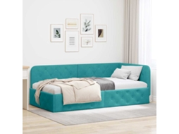Vidaxl Estrutura De Cama De Canto Turquesa 100 X 200 Cm Veludo