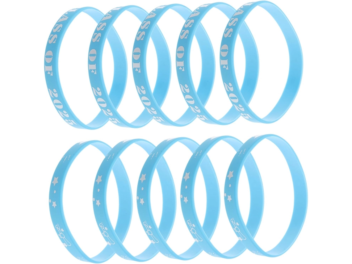 Pulseiras De Formatura Lurrose Turma 2025 Para Festas, 20 Peças De Silicone Azul, Acessório Confortável E Lembrança