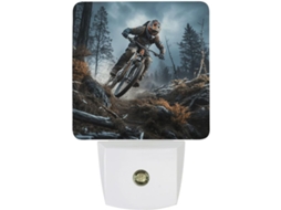 Luminária noturna de parede LED com plugue, acendimento automático, sensor crepuscular automático, ideal para ciclistas.