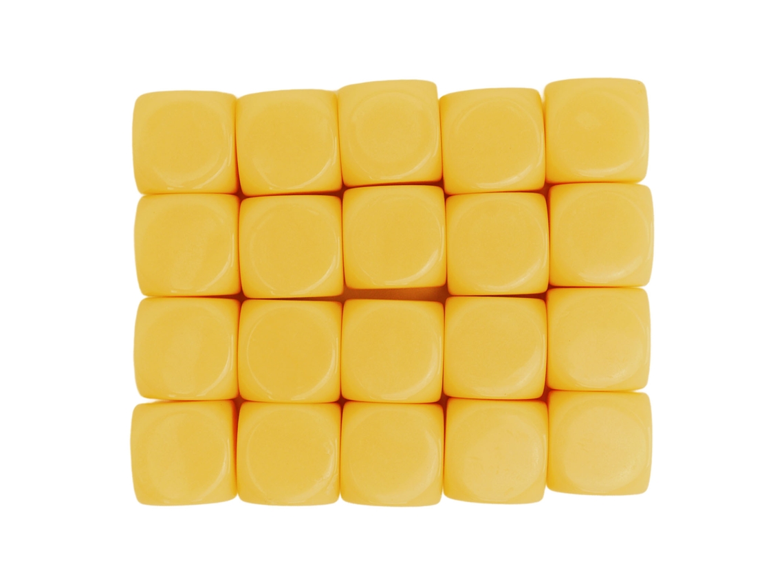 Dados de plástico de esquinas redondas, branco, 16mm, brinquedos educativos, amarelo | S/MARCA