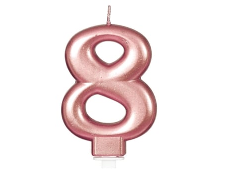 Vela GUIRCA Metálica Dourada E Rosa Número 8, 8 Cm