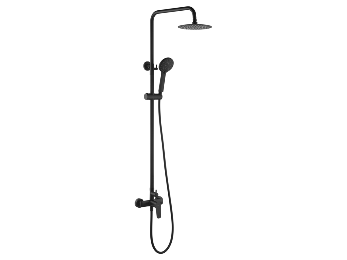 Coluna de Duche Extensível Monocomando com Chuveiro Redondo Preto Mate MICE COLLECTION
