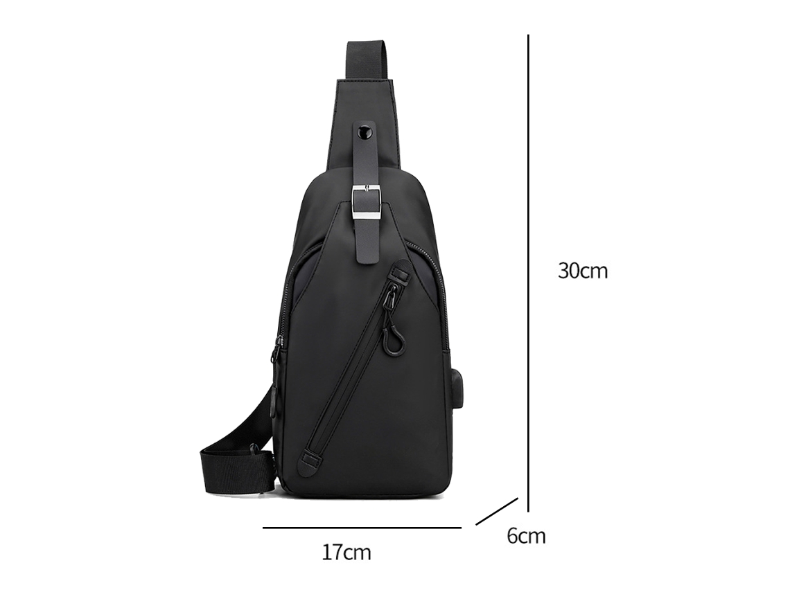 Mochila Estilingue Masculina Bolsas De Ombro Com Porta De Carregamento Usb Preta ZMDECQNA
