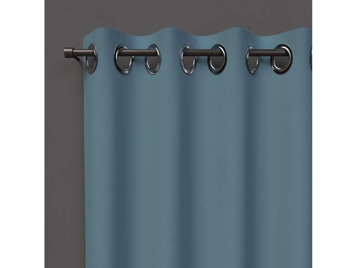 Cortinado SOLEIL DOCRE Ilhó Blackout Celadon Poliéster Azul (250 cm)