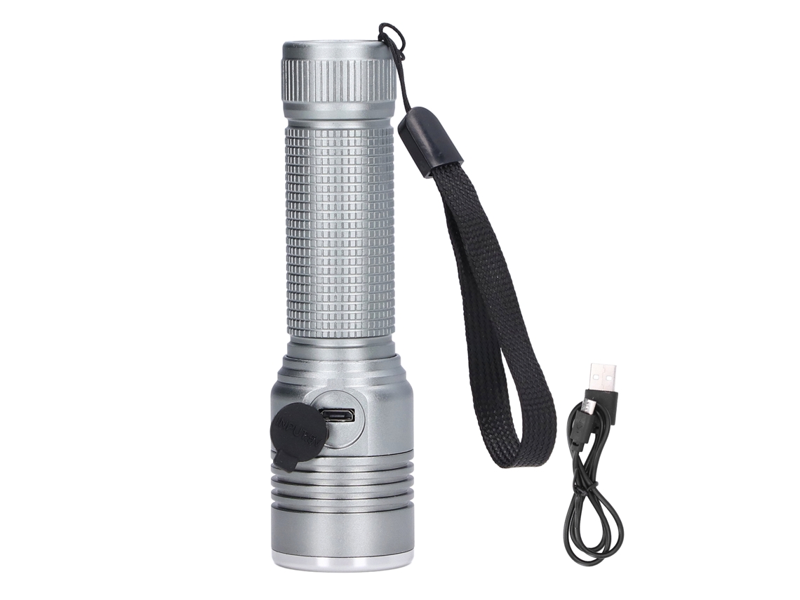 2026 linterna Led Telescópica Zoom 2000lm Função Protectora Barril de Liga de Alumínio para Camping Ao Ar Livre Cinza