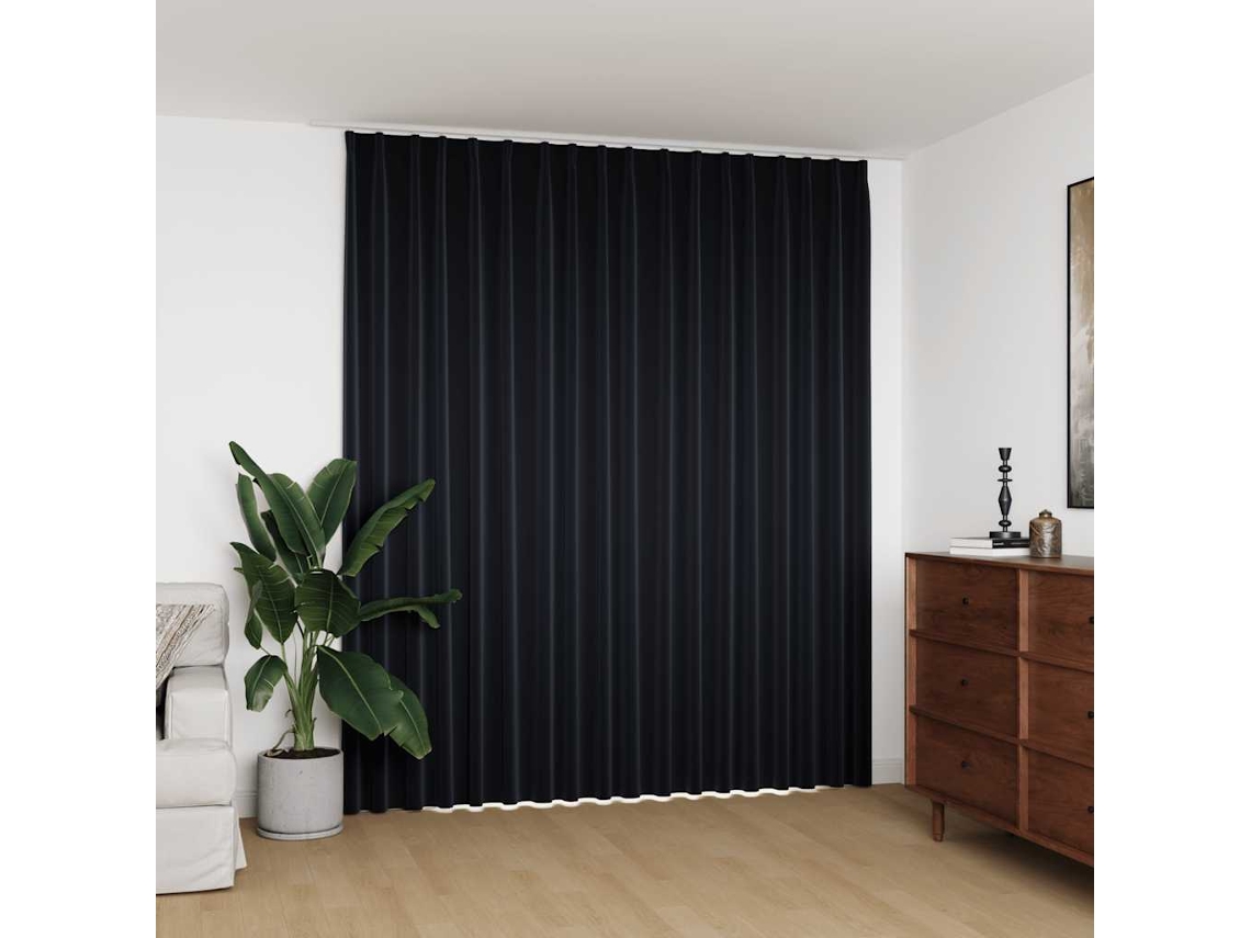 Vidaxl Cortina Blackout Com Ganchos 290x245 Cm Preto