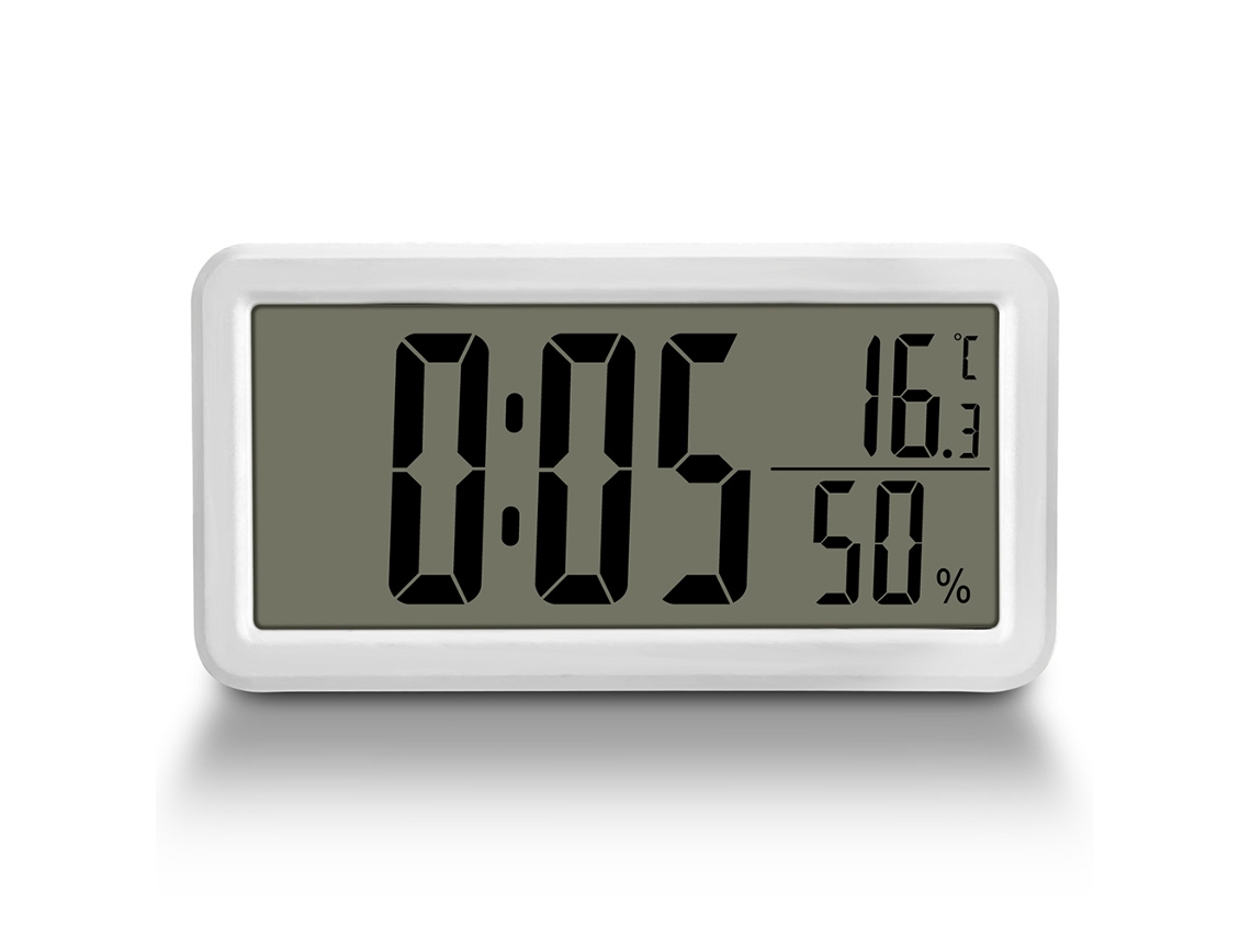 Relógio de Parede Led 15Cm Temperatura Humidade Suporte Dobrável NEVEANCE