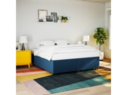 Estrutura De Cama Sem Colchão 200x200 Cm Tecido Azul