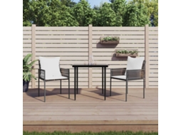 Jogo 3 Peças Jantar P/ Jardim C/ Almofadões Vime Pe E Aço Dkd Home Decor