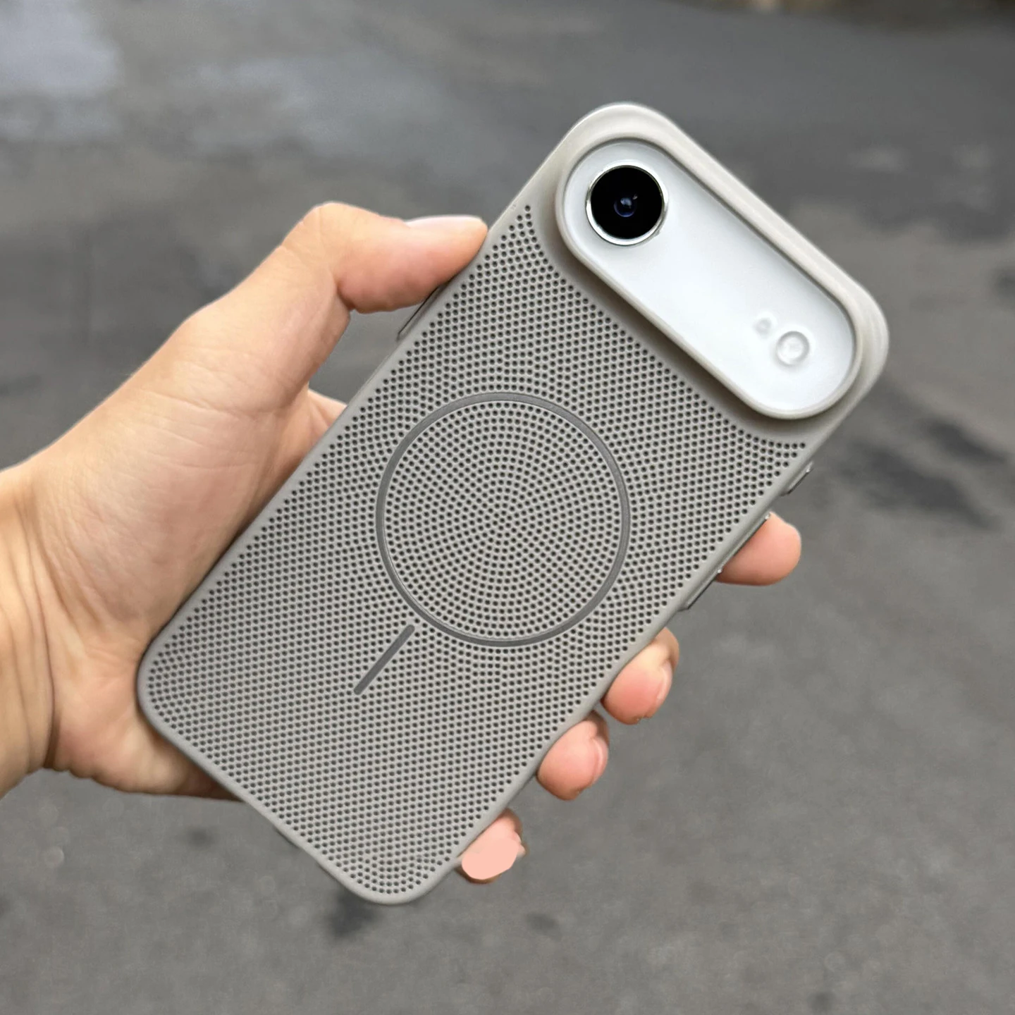 (iphone 17 Cinza) Capa Protetora Magnética Com Orifícios De Ventilação, Rígida E Ultrafina.