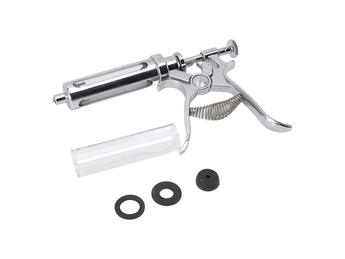 Injetor de Aço Inox 30ml com 5 Níveis de Dosagem Contínua para Gado