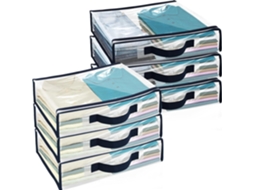 Conjunto De 6 Sacos De Armazenamento Transparentes Com Alças Reforçadas Para Roupas, Cobertores, Suéteres, Lençóis, Edredons E Travesseiros