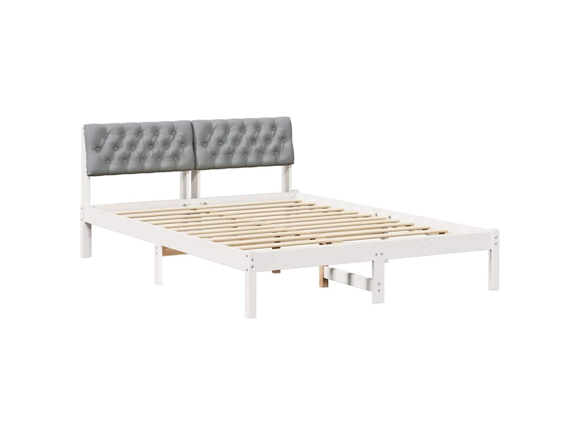 Estrutura da Cama Branco e Cinza Claro 140 X 190 Cm MAISON EXCLUSIVE
