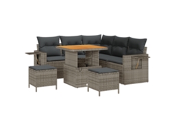 Conjunto 9 Móveis De Jardim Vidaxl Cinzento Vime Pe (219 X 219 X 85 Cm)