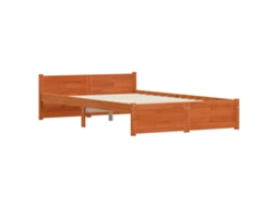 Conjunto 1 Estrutura De Cama Moderna Vidaxl Castanho Madeira De Pinho Maciça (205,5 X 125,5 X 51 Cm)
