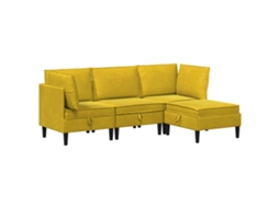 Conjunto 4 Conjunto De Sala De Estar Vidaxl Amarelo Veludo (210 X 140 X 82 Cm)
