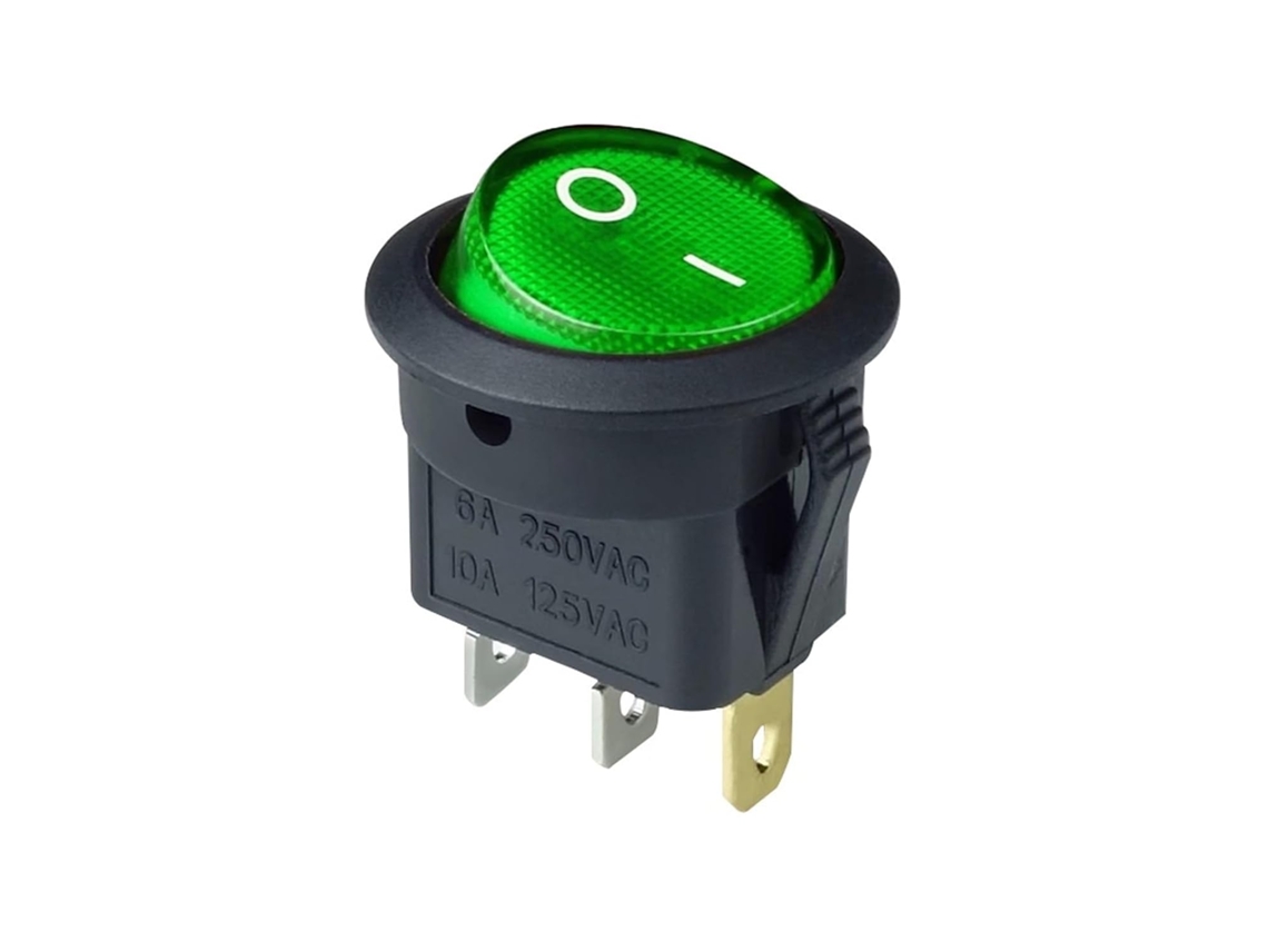 Interruptor Led 12v 220v, 10a, Interruptor Liga Desliga 12v, Botão Liga Desliga, Interruptor Basculante Redondo De 3 Pinos