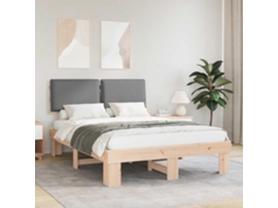 Vidaxl Estrutura de Cama com Cabeceira Estofada Cinzento claro