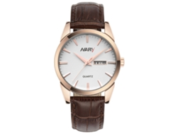 Reloj De Pulsera De Aleación Redondo Caja Oro Rosa Cuarzo Analógico Hombre Cuero