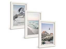Quadros Decorativos Para Parede Cavalos, Praia, Farol, Ondas Moldura Branca Pinturas De Quarto Espelharte (3 Peças 20x30 Cm)