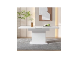 Mesa De Jantar Extensível Com Armazenamento, Retangular, Moderna E Simples Em Ferro, Branca Multifuncional E Econômica Em Espaço Liptaptyn