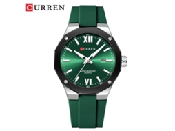 Relógio Masculino Esportivo Casual com Pulseira de Borracha, Calendário e À Prova D'água. MDUG (verde Prateado)