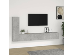 Vidaxl Conjunto Móveis De Tv 3 Pcs Madeira Processada Cinzento Cimento