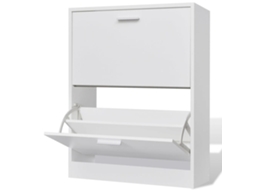 DKD HOME DECOR Sapateira de madeira branca com 2 compartimentos