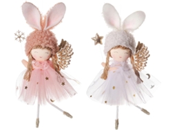 Conjunto 2 Enfeites Natal Feitos Tecido Sintético Aparência Adorável Perfeitos Pendurar Árvore Parede Criar GOKOCO