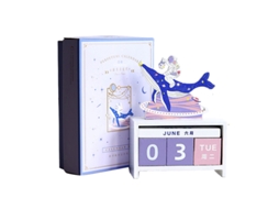 Calendário Perpétuo de Mesa em Madeira Decorativo Reutilizável Presente Ideal para Casa