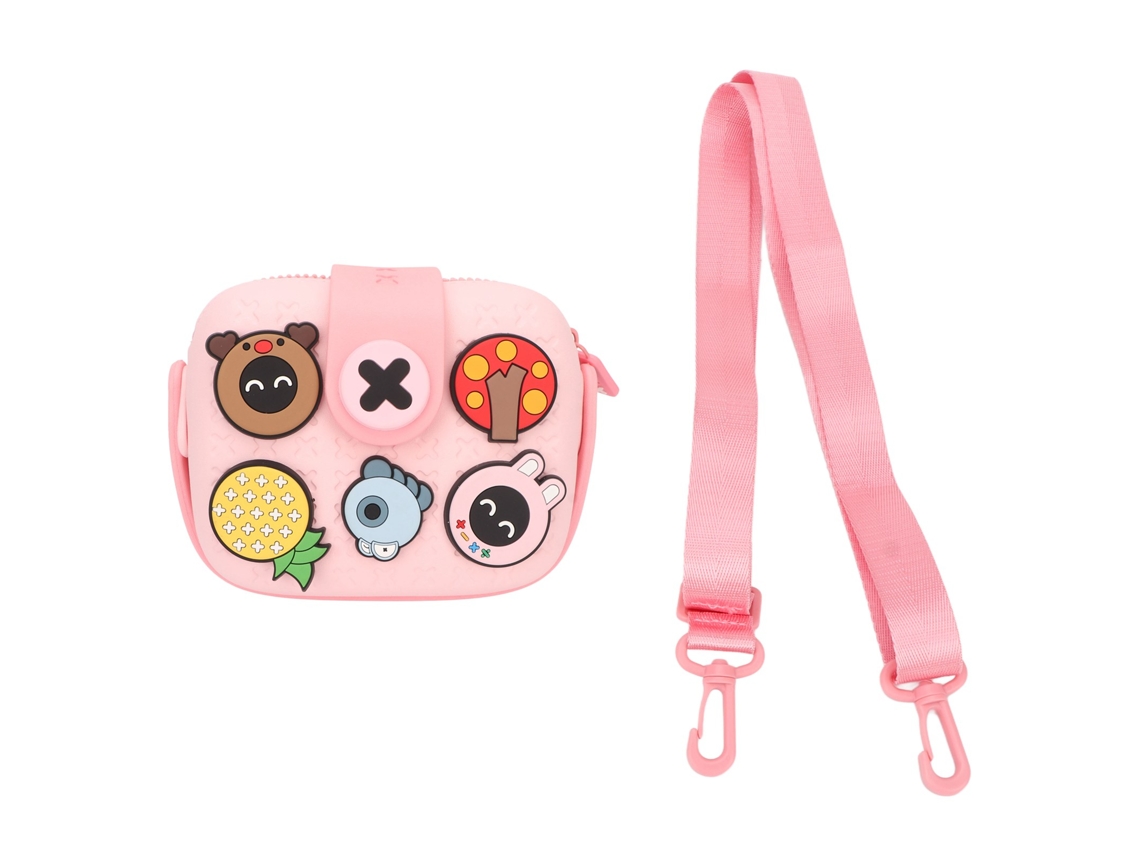 Mochila infantil com zíper e estojo para câmera, multicolorida, para meninos e meninas, rosa.