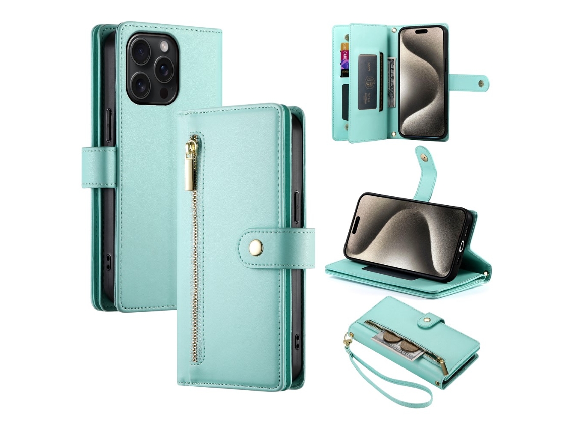 Capa Para Iphone 15 Pro Max Pele Sintética Verde