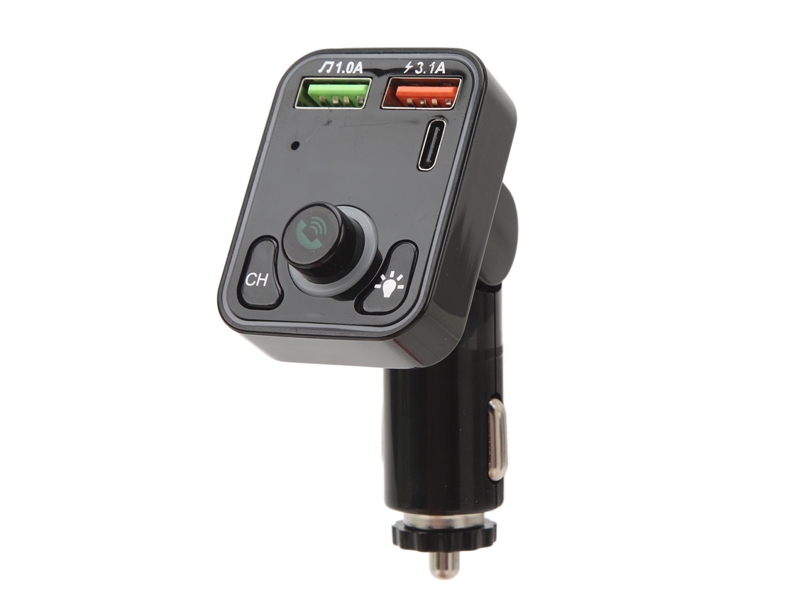 Transmissor Fm Bluetooth Viva Voz, Adaptador Para Carro Com Dois Carregadores Usb, Tela Led, Reforço De Graves, Aprimoramento De Áudio, Integração De