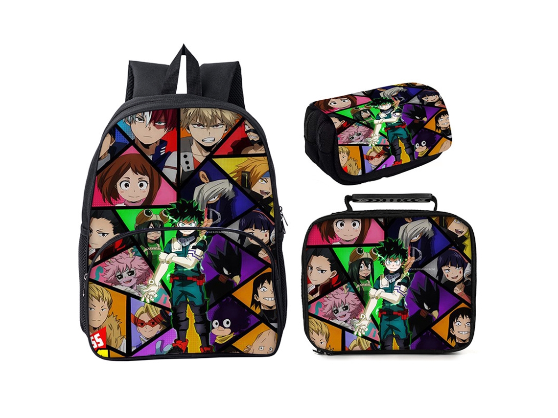 Mochila My Hero Academia, Modelo 1, Conjunto De Três Peças. Aquaforge