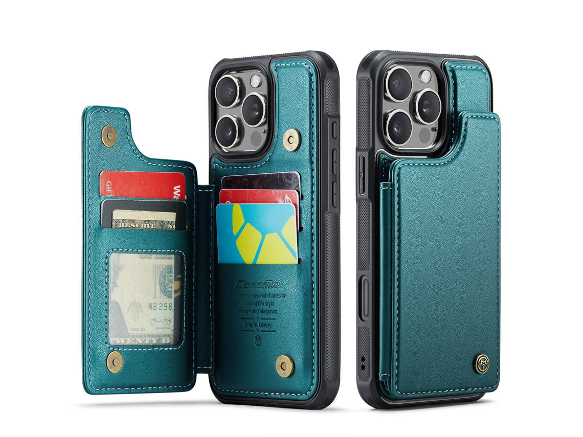 Capa Para Celular Flip Com Compartimento Para Cartõesazul E Verde - Iphone 17 Pro