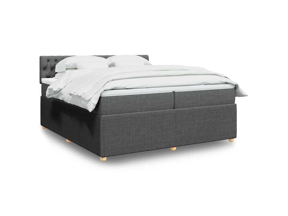 Vidaxl Cama Com Molas/colchão 200x200 Cm Tecido Cinzento-escuro