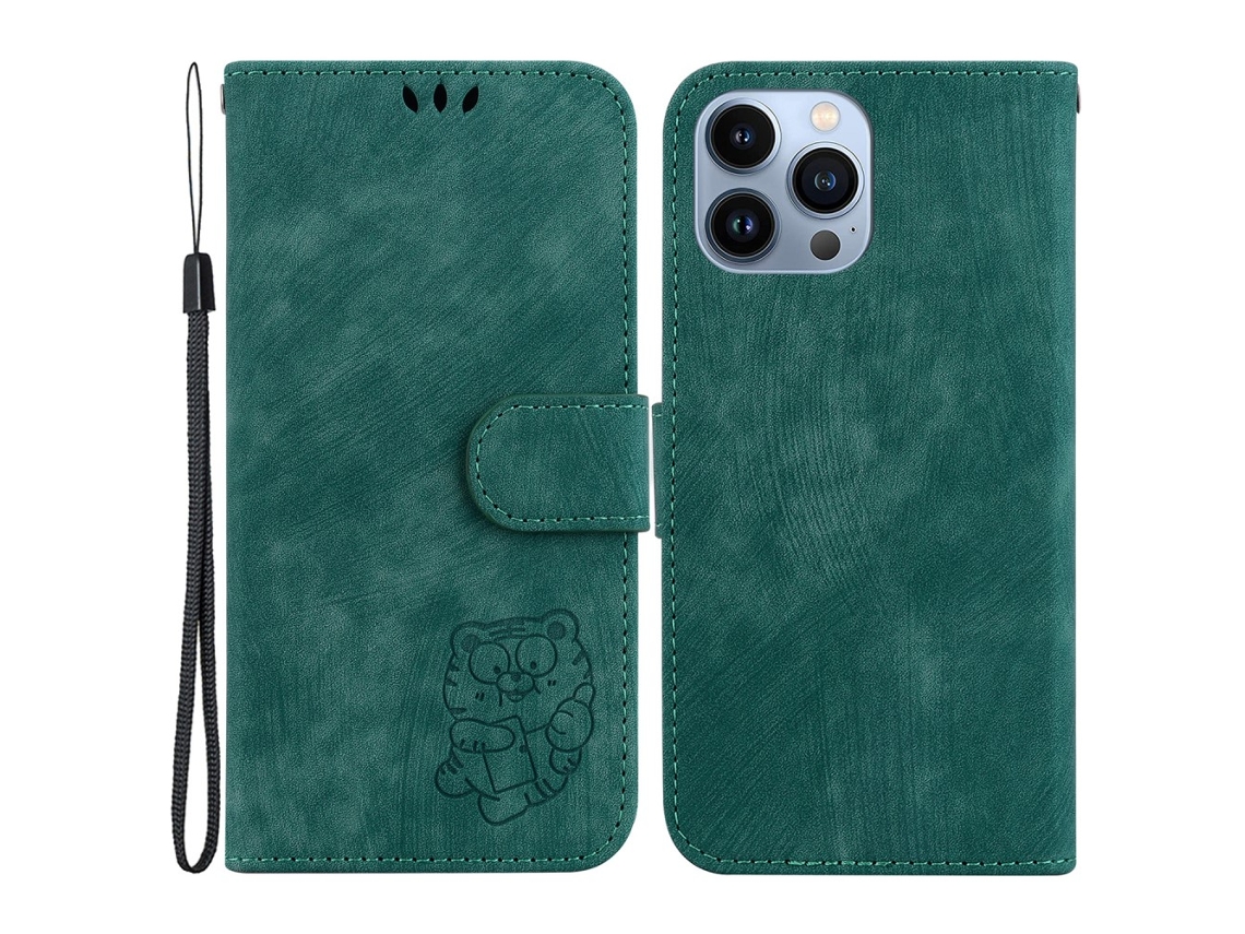 Capa Para Iphone 14 Pro Max Pele Sintética Verde