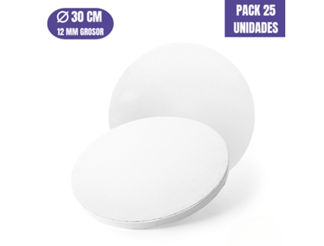 Base Para Bolo Redonda Branca - 30 X 1,2 Cm (25 Uds)