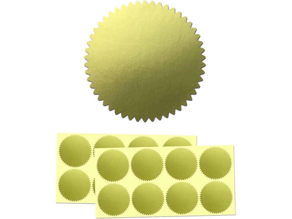 Pacote Com 200 Adesivos De Selo Dourado Para Certificados 5,08 Cm De Diâmetro Aquaforge