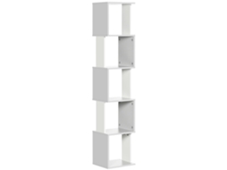 Estante em Formato de S Estante com 5 Prateleiras para Sala de Estar, Escritório 33x28x161 Cm Branco e Cinza Ge
