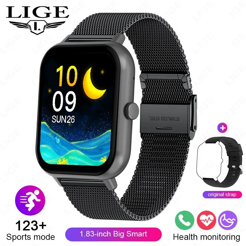 Relógio Inteligente Gps (malha Preta) Com Tela De 1,83 Polegadas, Mais De 100 Modos Esportivos E Chamadas Via Bluetooth.